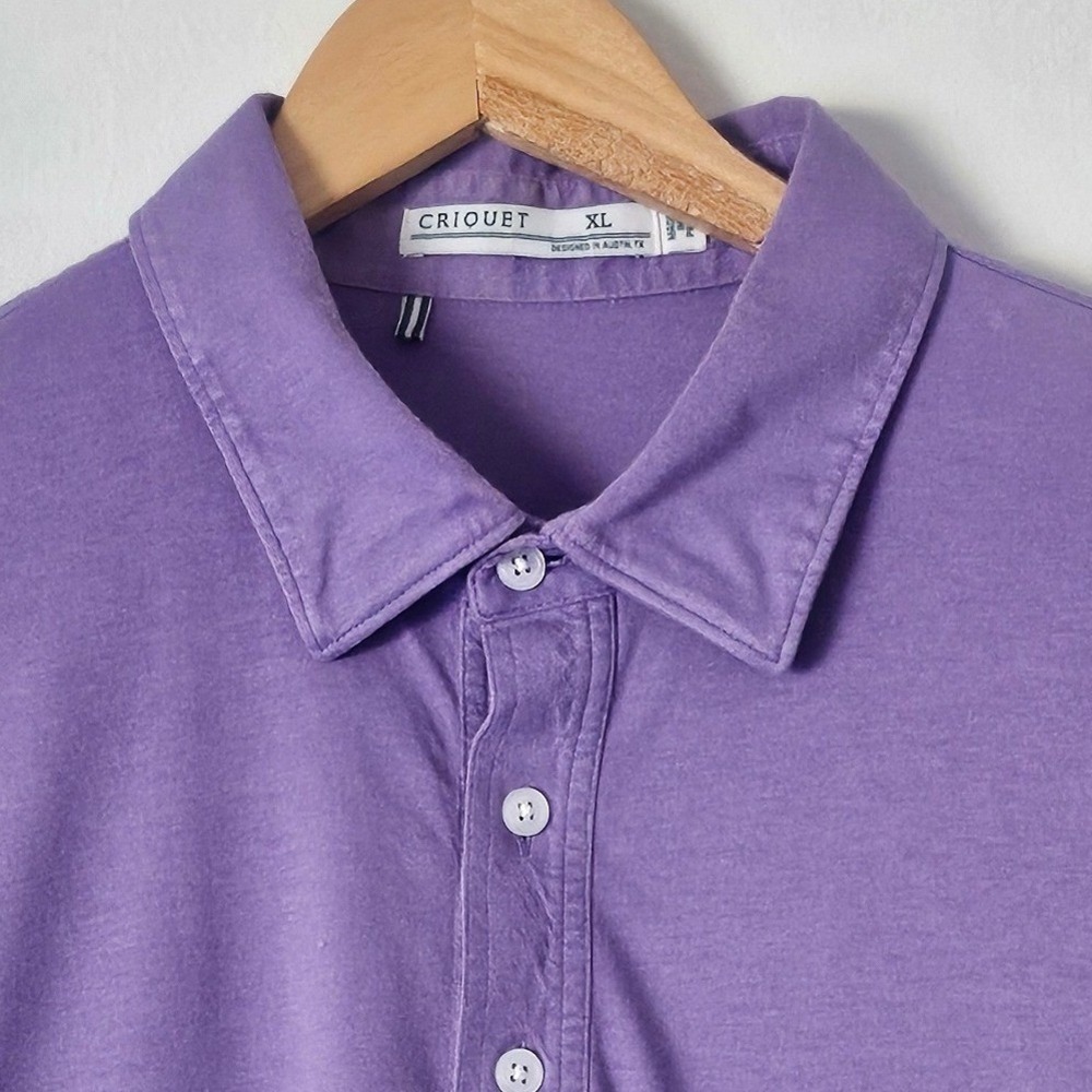 Criquet Men's Purple Pima Cotton Performance Polo Shirt XL Preppy Golfcore